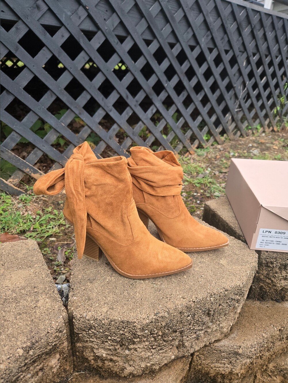 MATTIE Suede Back Tie Ankle Boots